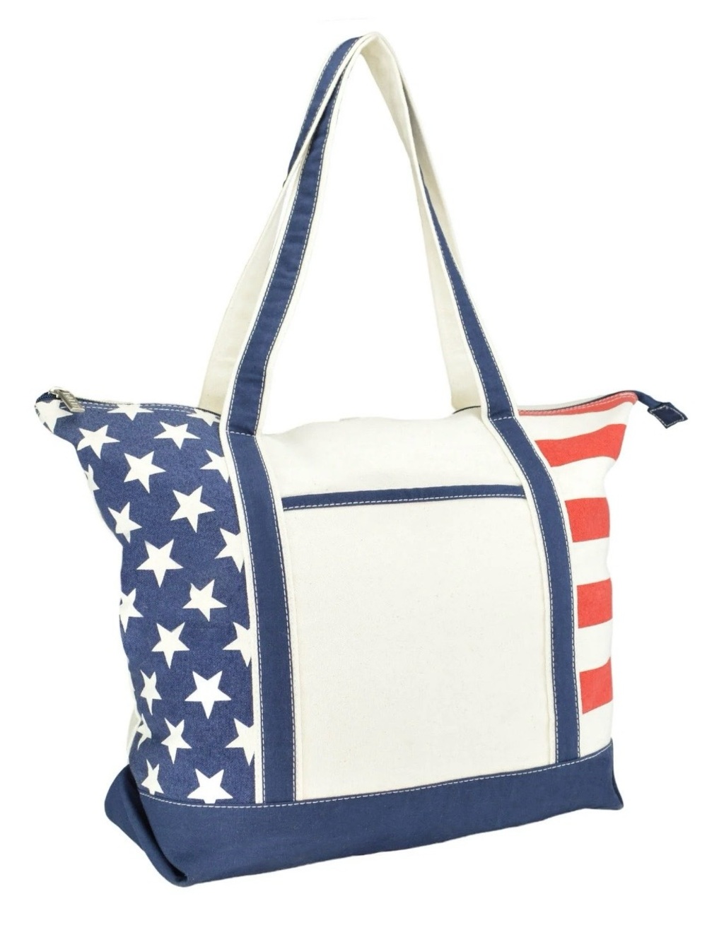 dalix Canvas Stars & Stripes Big Tote Bag -Red/White/Blue, New in Bag